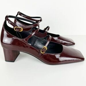 Massimo Dutti burgundy patent leather Mary Janes - size 37